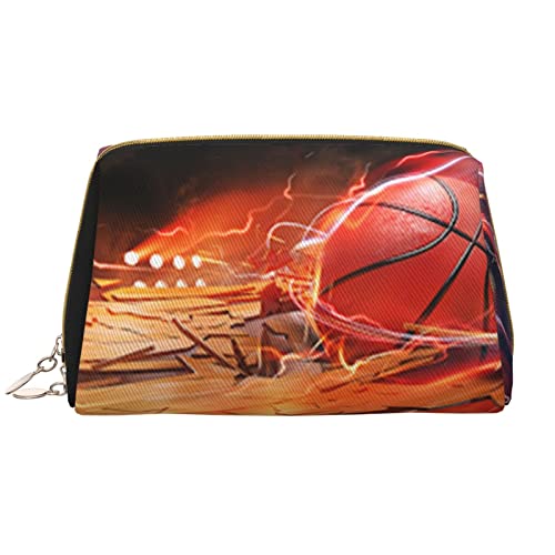 Kleine Make-up-Tasche Kosmetiktasche Basketball Feuer Lightning Board tragbare Reise Make-up Tasche niedliche vielseitige Reißverschlusstasche für Frauen Mädchen, weiß, Einheitsgröße von Generic