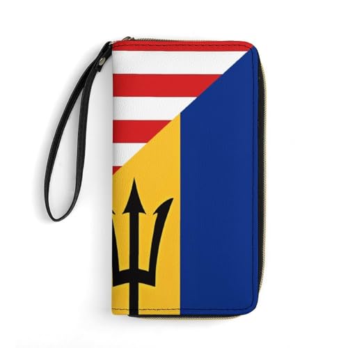 Kleine Münzbörse Amerika-Flagge Und Barbados-Flagge Leder Geldbörse Tragbare Wallet Printmotiv Handtaschen Für Mädchen, Mutter, Freund von Generic