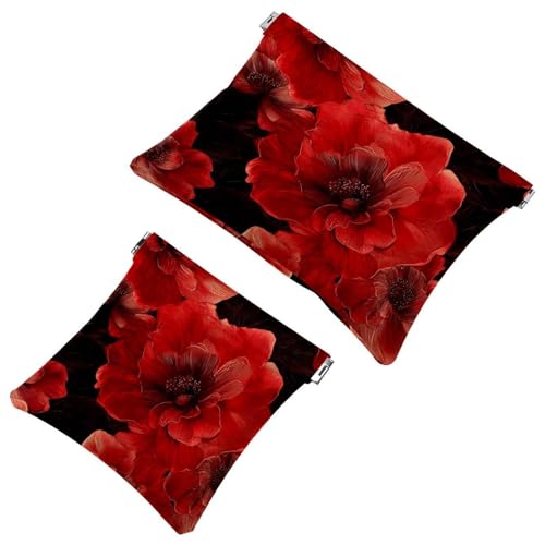 Kleine Reise-Make-up-Tasche mit automatischem Verschluss ohne Reißverschluss für Damen und Mädchen, Meereslebewesen, Dunkler Ozean, Mehrfarbig 03, 7.1x5.8 inch/4.7x4.5 inch von Generic