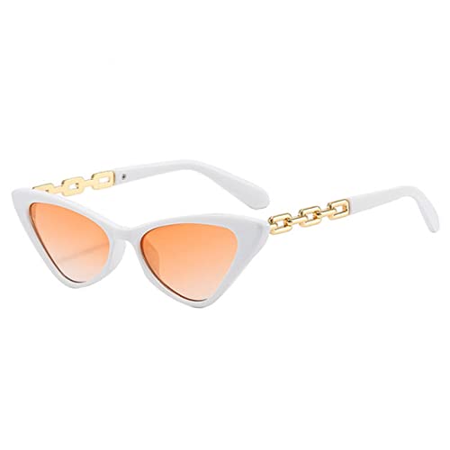 Kleine Retro Cat Eye Sonnenbrille Für Frauen Bunte Vintage Brillen Metall Kette Dekoration Shades UV400 Weibliche Sonnenbrille Generic224224 von Generic