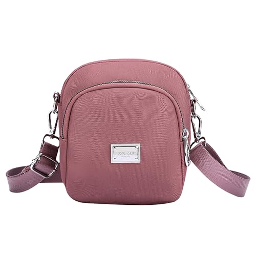 Kleine Tasche Frauen Mode Einfache Passende Kleine Quadratische Tasche Einzelne Schulter Umhängetasche Mobile Geldbörse Umhängetaschen Klein Nylon (Pink, One Size) von Generic