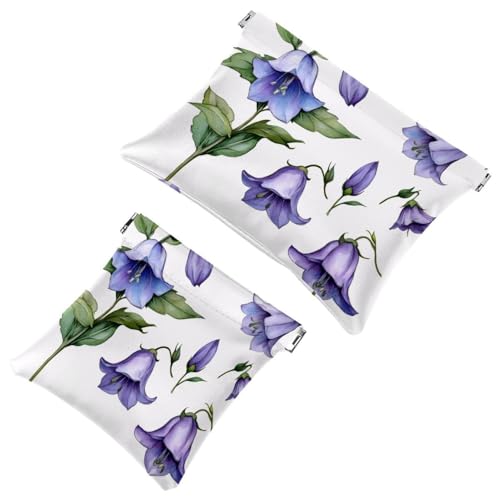 Kleine Tasche Kosmetiktasche, Quetschen Top Reise Make-up Tasche für Brieftasche, kein Reißverschluss selbstschließend Mini Make-up Tasche für Frauen Mädchen, Blumen Blätter Salbei grünen Hintergrund, von Generic