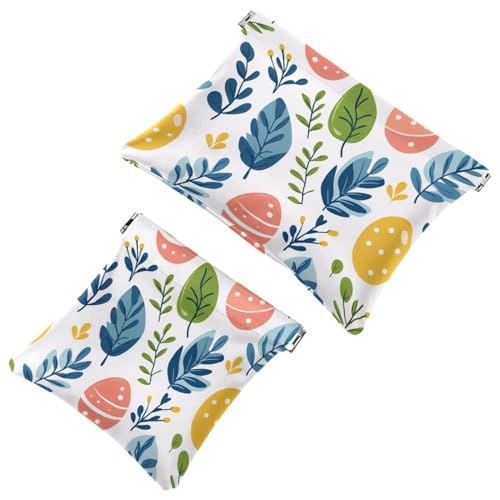 Kleine Tasche Kosmetiktasche, Squeeze Top Reise Make-up Tasche für Brieftasche, kein Reißverschluss selbstschließend Mini Make-up Tasche für Frauen Mädchen, Ostereier und Blätter im Frühling Farbe, von Generic