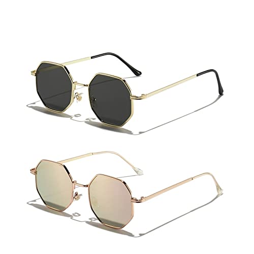 Kleine Vintage Polygon-Sonnenbrille für Herren und Damen, achteckige Metall-Sonnenbrille für Damen Generic570570 von Generic
