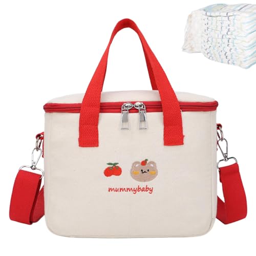 Kleine Wickeltasche – Niedliche Reise-Umstands-Tasche mit isoliertem Fach | Aufbewahrungstasche mit großer Kapazität, verstellbare Windeltaschen für Kinderwagen und Familienausflüge, rot, von Generic