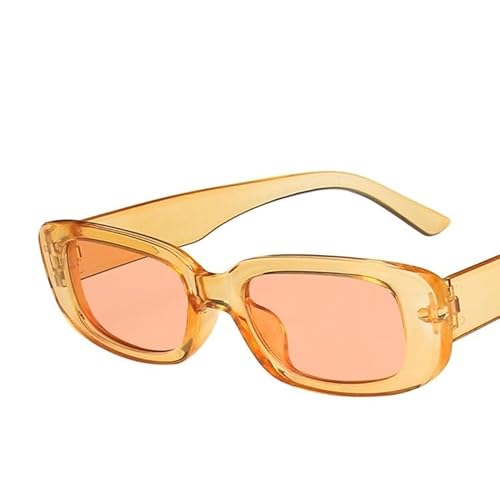 Kleiner Rahmen, Quadratisch, Modisch, Punk-Sonnenbrille For Herren Und Damen, Outdoor-Urlaub, UV400, Shopping-Sonnenbrille, Geschenk(Color:Orange) von Generic