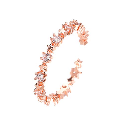 Kleiner Stern, offen, eingelegter Finger, frisch, fünf Kupferzirkon-Index, süße Ringringe Ringelblumen Und Heilsalbe (Rose Gold, One Size) von Generic