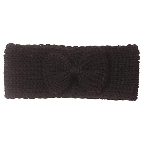 Kleinkind Baby Jungen Mädchen gestrickt solide Schleife Haarband Kopfbedeckung Stirnband Kleinkind Mädchen Stirnband (Black, One Size) von Generic