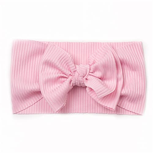 Kleinkind Baby Jungen Mädchen solide gerippte Schleife Haarband Kopfbedeckung Stirnband Babyhaarbänder Schwarz (Pink, One Size) von Generic