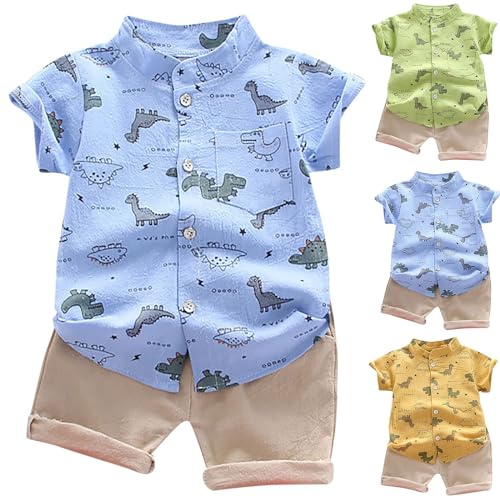Kleinkind Baby Jungen Sommer Kleidung Zweiteiler Set Gedruckt mit Dinosaurier Print Tops Shirts+Shorts Hosen 2-teiliges Set 1-4 Jahre Baby Outfits Spielkleidung Set von Generic