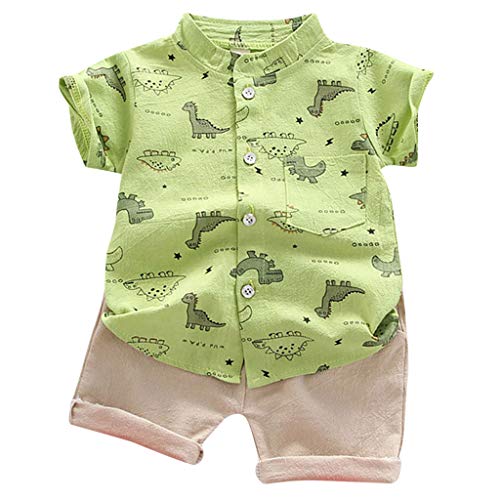 Kleinkind Baby Jungen Sommer Kleidung Zweiteiler Set Gedruckt mit Dinosaurier Print Tops Shirts+Shorts Hosen 2-teiliges Set 1-4 Jahre Baby Outfits Spielkleidung Set von Generic