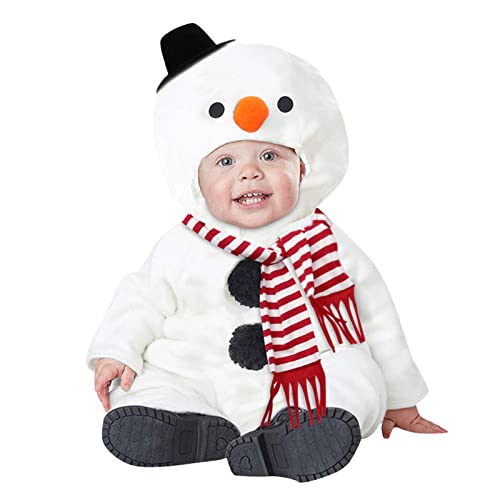 Kleinkind Baby Jungen Weihnachten Set Weihnachten Cosplay Kostüm Schneemann Fleece Hoodie Strampler Overall Schal Set New Born Haarband Kleinkind 18 Monate von Generic