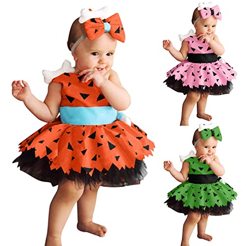 Kleinkind Baby Mädchen Halloween Tutu Kleid Ausstattung Kleines Mädchen Langarm Kürbis Strampler Kleidung Bogen Spitze Röcke Orange von Generic