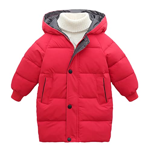 Kleinkind Baby Pullover Mantel Winter Dicke Warme Knopf Mit Kapuze Winddichter Mantel Outwear Jacke Weihnachtsoutfit Kleinkind Junge (Red, 7-8 Years) von Generic