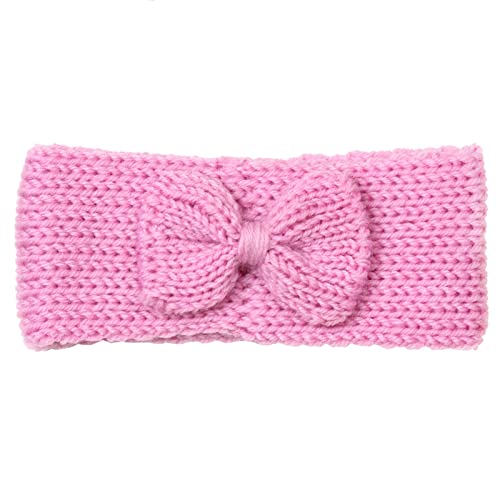 Kleinkind Geburtstag Stirnband Kleinkind Baby Jungen Mädchen gestrickt solide Schleife Haarband Kopfbedeckung Stirnband (Pink, One Size) von Generic