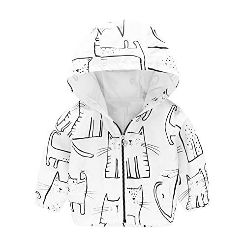 Kleinkind Junge Mädchen Winterjacke Kapuzenjacke Regenjacke Übergangsjacke Jungen Wanderjacke Baby Reißverschluss Winddichte Mantel wasserdichte Jacke Mit Kapuze Trench Leichte (B-White, 18-24 Months) von Generic