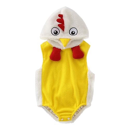 Kleinkind Jungen Mädchen Cosplay Huhn Tier Kostüm Winter Fleece Kapuzen Strampler Bodys Kleidung Baby Junge von Generic