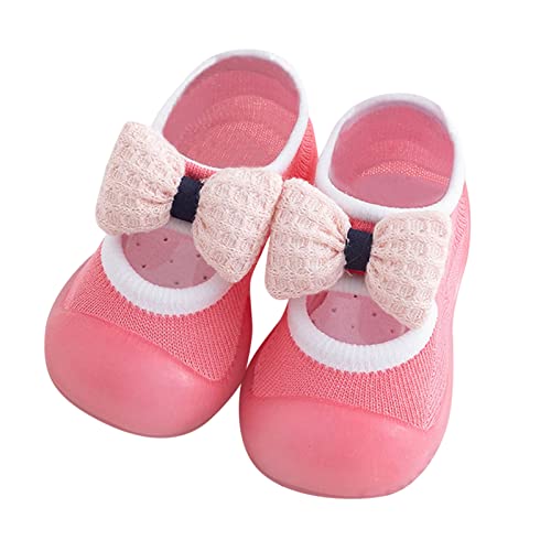 Kleinkind Lauflernschuhe Lauflernschuhe niedliche Bowknot-weiche rutschfeste verschleißfeste Socken-Schuhe-Krippen-Schuhe Prewalker Sneaker Kinderschuhe Mädchen Sommer (Pink, 22 Toddler) von Generic