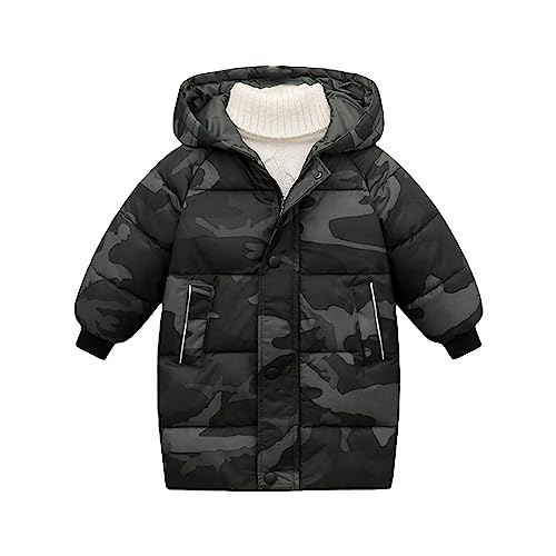 Kleinkind Mädchen Jungen Herbst Winter Langarm Dicke Einfarbig Lange Unten Zipper Kapuze Mantel Für 1 bis 8 Jahre Baby Set Junge (Camouflage, 18-24 Months) von Generic