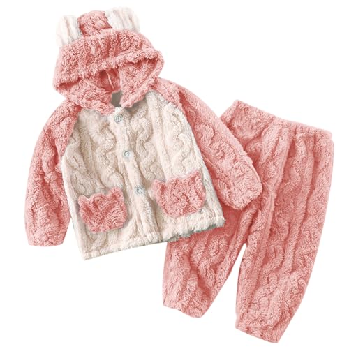Kleinkind Mädchen Jungen Winter Langarm Patchwork Farbe Drucke Hoodie Tops Hosen 2PCS Outfits Kleidung Set Halloween Baby Outfit (3-c-rosa, 12-18 Months) von Generic