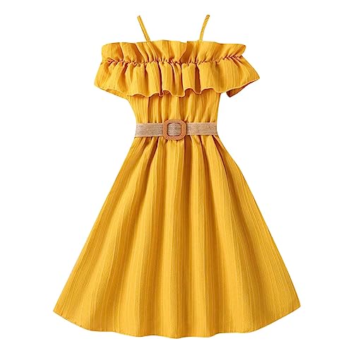 Kleinkind Mädchen ärmellose einfarbige Prinzessin Kleid Tanzparty mit Gürtel Kleidung Patchwork Mädchen Mädchen Punkte von Generic