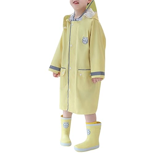 Kleinkind Regenmantel Jungen Mädchen Regenponcho Leichte wasserdichte Kinder Regenjacke Kinder Regenbekleidung 2XL Wintermäntel für Kleinkinder (Yellow, 8-9 Years) von Generic