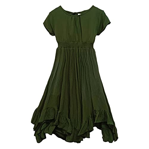 Kleinkind T-Shirt Sommerkleid Kleinkind Mädchen Kurzarm Solide Prinzessin Kleid Tanz Party Kleider Kleidung (Green, 11-12 Years) von Generic