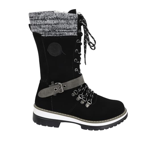 Kniehohe Stiefel Damen Mit Schnürung - Westernstiefel Mit Schnalle Profilsohle Springerstiefel Rutschfest Schneestiefel Warm Winterboots Große Größen Wanderschuhe Halblang Stiefel Boots Kniehohe Stiefel Damen Mit Schnürung - Westernstiefel Mit Schnalle Profilsohle Springerstiefel Rutschfest Schneestiefel Warm Winterboots Große Größen Wanderschuhe Halblang Stiefel Boots von Generic