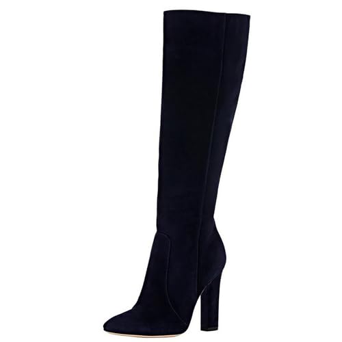 Kniehohe Stiefel für Damen mit runder Spitze klassischer Dicker Absatz hohe Stiefel seitlicher Reißverschluss einfarbig Lange Stiefel Bequeme Kleidstiefel Overknee-Stiefel,Schwarz,41 EU Kniehohe Stiefel für Damen mit runder Spitze klassischer Dicker Absatz hohe Stiefel seitlicher Reißverschluss einfarbig Lange Stiefel Bequeme Kleidstiefel Overknee-Stiefel,Schwarz,41 EU von Generic