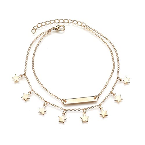 Knöchel Doppelschicht Fünfzackiger Stern Anhänger Beliebte Ornamente Legierung Überzogene Fußkettchen Fußschmuck Knöchel Doppelschicht Fünfzackiger Stern Anhänger Beliebte Ornamente Legierung Überzogene Fußkettchen Fußschmuck von Generic