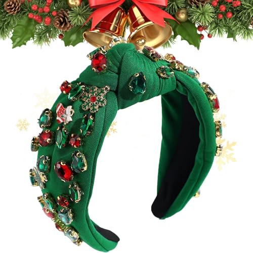 Knoten-Stirnband, Weihnachten, Perlen, breites Haarband, Strass, Weihnachts-Kopfbedeckung, festlicher Urlaub Weihnachten Top Knoten Haarband für Bühnenshow, Foto-Requisite Dating von Generic