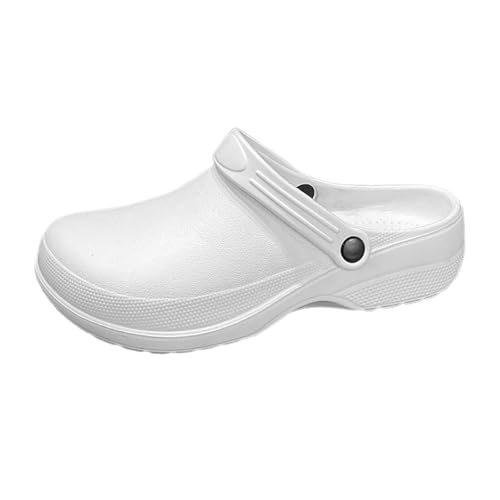 Kochschuhe rutschfeste Clogs Arbeitsschuhe Profi Küchenchef Schuhe Arbeitsplatz Sicherheit Leicht Komfort (White, 39) von Generic