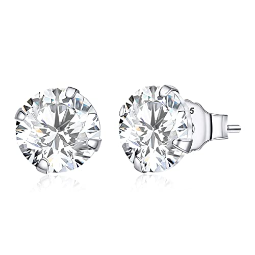 Kollektion Ohrstecker aus platiniertem Sterlingsilber mit kubischem Zirkonia im Kissenschliff, Gold Post Brilliance Zirconia, 4-Zinken-Ohrstecker im Martini-Stil, 7 ct bis 4 ct von Generic