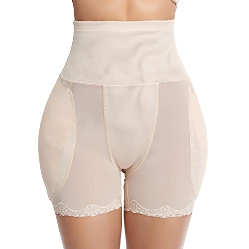 Kompression Leggings Damen Bodysuit Damen Gepolsterte Enhancer Hip Pads Shapewear Hip Enhancer Butt und Hip Padded Hip Dip Pads Baumwolle Tanga Damen Body Shaper Bauchweg (Beige, S) von Generic