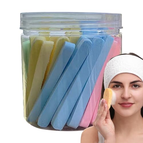 Komprimierte Gesichtswaschschwämme - 60 x natürliche Zellulose-Gesichtspads | weiche & wiederverwendbare Make-up-Entferner-Schwämme | sanfter Hautschrubber | Reinigungspads für die tägliche Hautpflege von Generic