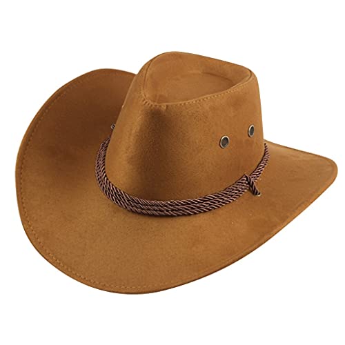 Kopfbedeckung Panama Hut für Frauen Herren Cowboyhüte Western Cowboyhut Damen Herren Westernhut Stil Klassische Western Outback Hut Vintage einfarbig für den lässigen Urlaub von Generic