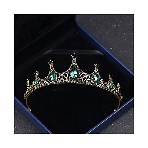 Kopfschmuck Mode Vintage Kleine Barock Grün Kristall Tiaras Kronen für Frauen Mädchen Braut Hochzeit Haar Schmuck Zubehör von Generic