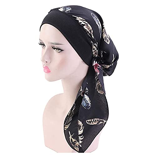 Kopftuch für Frauen Kopfbedeckung Damen Chemo Kopfbedeckung Im Voraus Gebunden Set Plissiert Headwrap Schals Gap Mütze Damen von Generic
