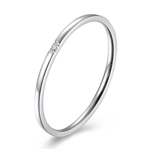Korea Diamant Edelstahlring, 1mm Damen Diamant Verlobungsring von Generic