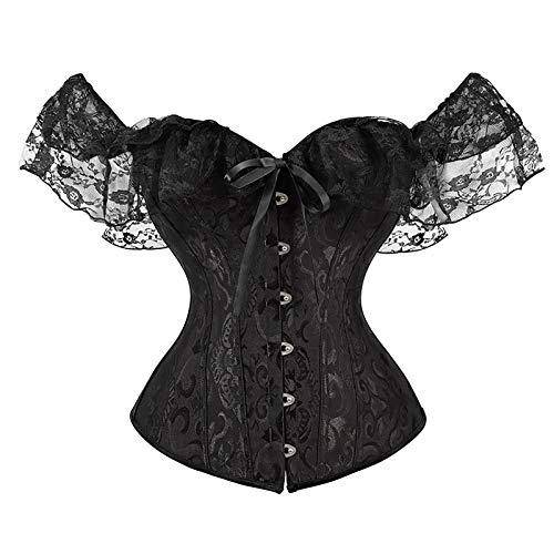 Korsett Buetier für Frauen,Renaissance Piraten Cosplay Korsett,Off Shoulder Lace Boned Corset Buetier for Christmas Wedding Party,Faschingskostüm (Black, S) von Generic