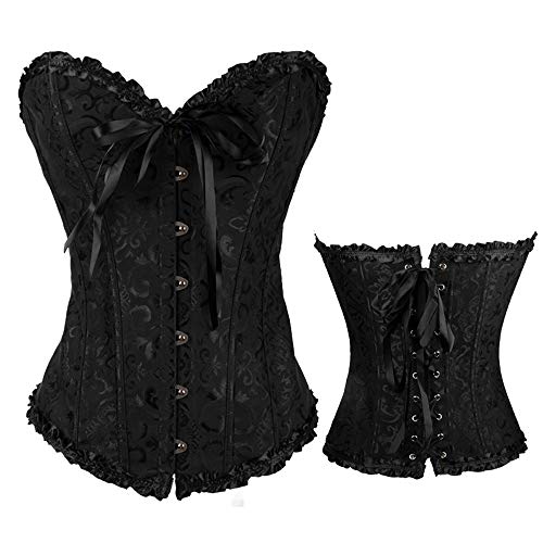 Korsett Damen - Sexy Corsage Vintage Vollbrust Bridal Wäsche Gothic Korsage Top Satin Bustier mit Träger Reißverschluss Body Bauchweg Corsage Lace Up Waist Punk-Stil Oktoberfest Top Gothic Corsage von Generic