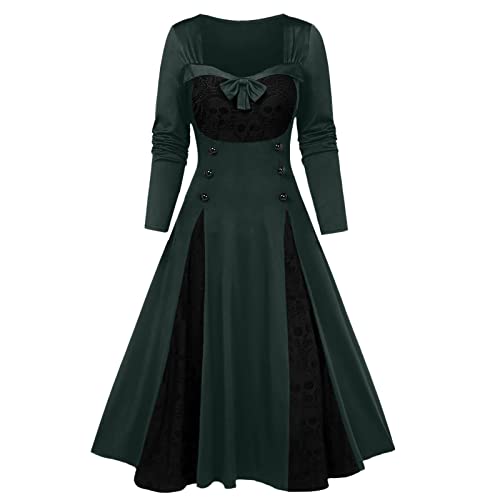 Korsett Schnüren Kleid Cocktailkleid Kami Cosplay Mittelalter für Hochzeit Mittelalterkleid Goth Dress Schwarzes Elegant Bodenlänge Schicke Damen Club Partykleider L, Grün von Generic