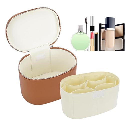 Kosmetikbeutel im Freien - wasserdichte PU -Lederbeutel, Frauen Make -up -Organisator | Mühelosen Reißverschluss Waschtisch, Schmucktox Flexibler Trennsystem: Diese Make -up -Tasche bietet abnehmbare von Generic