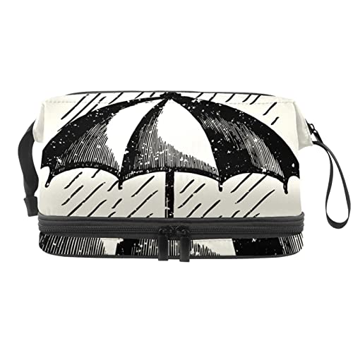 Kosmetiktasche, große Kapazität, Reise-Kosmetiktasche, Make-up-Tasche, Organizer, schwarzer Regenschirm in Regen-01, Mehrfarbig, 27x15x14 cm/10.6x5.9x5.5 in von Generic