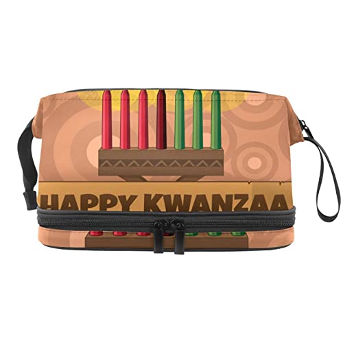 Kosmetiktasche, große Kapazität, Vintage-Kwanzaa-Kerze, Make-up-Tasche, wasserdichte Make-up-Tasche, Organizer, Mehrfarbig, 27x15x14 cm/10.6x5.9x5.5 in von Generic