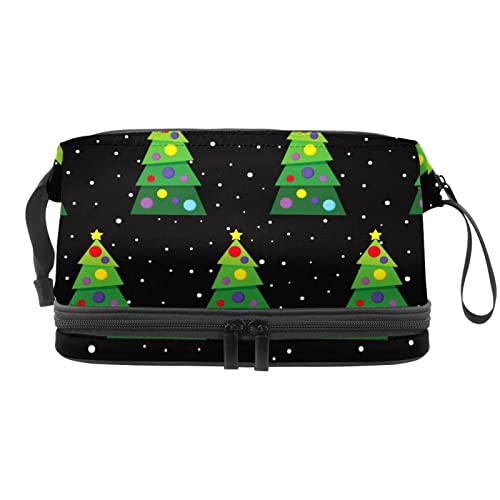 Kosmetiktasche, große Kapazität, Weihnachtsbaum, Schwarz, Make-up-Tasche, wasserdichte Make-up-Tasche, Organizer, Mehrfarbig, 27x15x14 cm/10.6x5.9x5.5 in von Generic