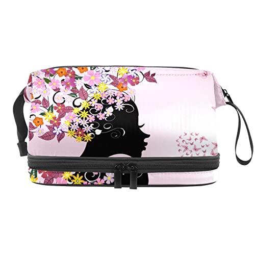 Kosmetiktasche, große Kapazität, für Reisen, Make-up-Tasche, wasserdichte Make-up-Tasche, Organizer, Mädchen, Schmetterling, Rosa, Mehrfarbig, 27x15x14 cm/10.6x5.9x5.5 in von Generic