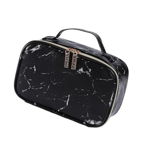 Kosmetiktasche, große Kapazität, lässig, for Reisen, Waschen, Aufbewahrungstaschen aus PU-Leder for Damen und Herren(2 Black) von Generic