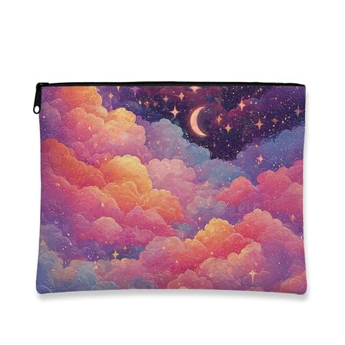 Kosmetiktasche, verträumte Pastellwolken, ästhetische Make-up-Tasche für Damen, tragbarer Reißverschluss-Organizer, Reise-Kunstbedarf, niedlich für den Frühling, Pastellfarben, 7x9 Inch, Wolken von Generic