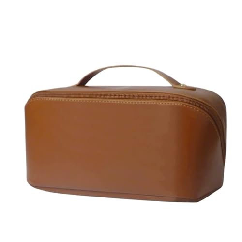 Kosmetiktasche PU-Leder Große Kapazität Reisekosmetik Aufbewahrungstaschen Damen Tragbare Handtasche(Brown) von Generic